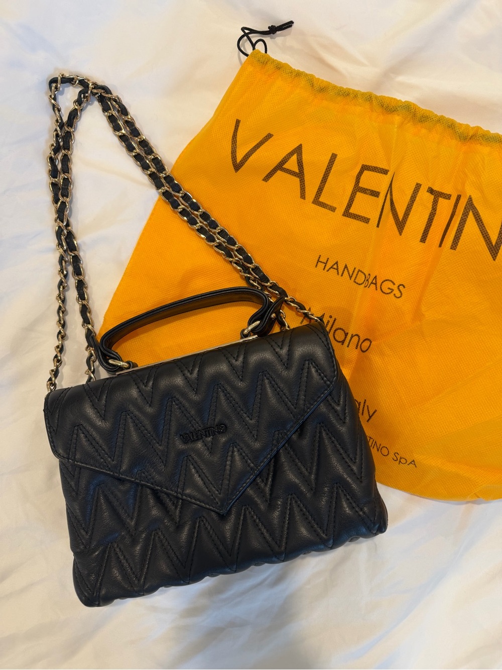 Valentino Black Quilted Leather Chain Shoulder Bag